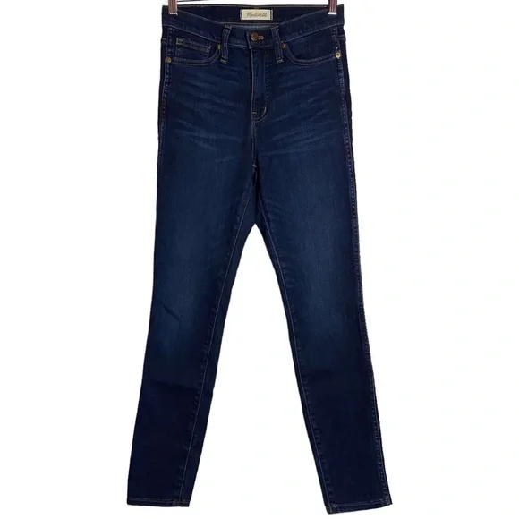 Madewell 10" High Rise Skinny Medium Blue Wash Stretch Whiskers Jeans Denim 26 - Picture 2 of 16